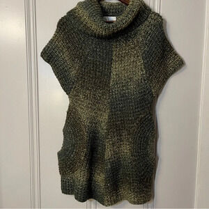 II Sisters Cowl Neck Chunky‎ Knit Sweater Dress Green with Pockets Size Medium